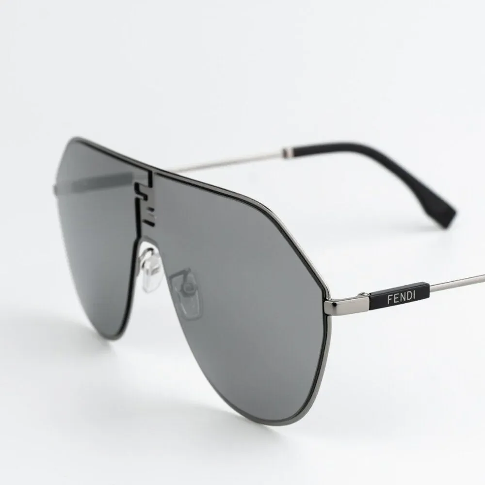 NEW Fendi FE40080U FF MATCH 12C Ruthenium Smoke Mirror Unisex Round Sunglasses